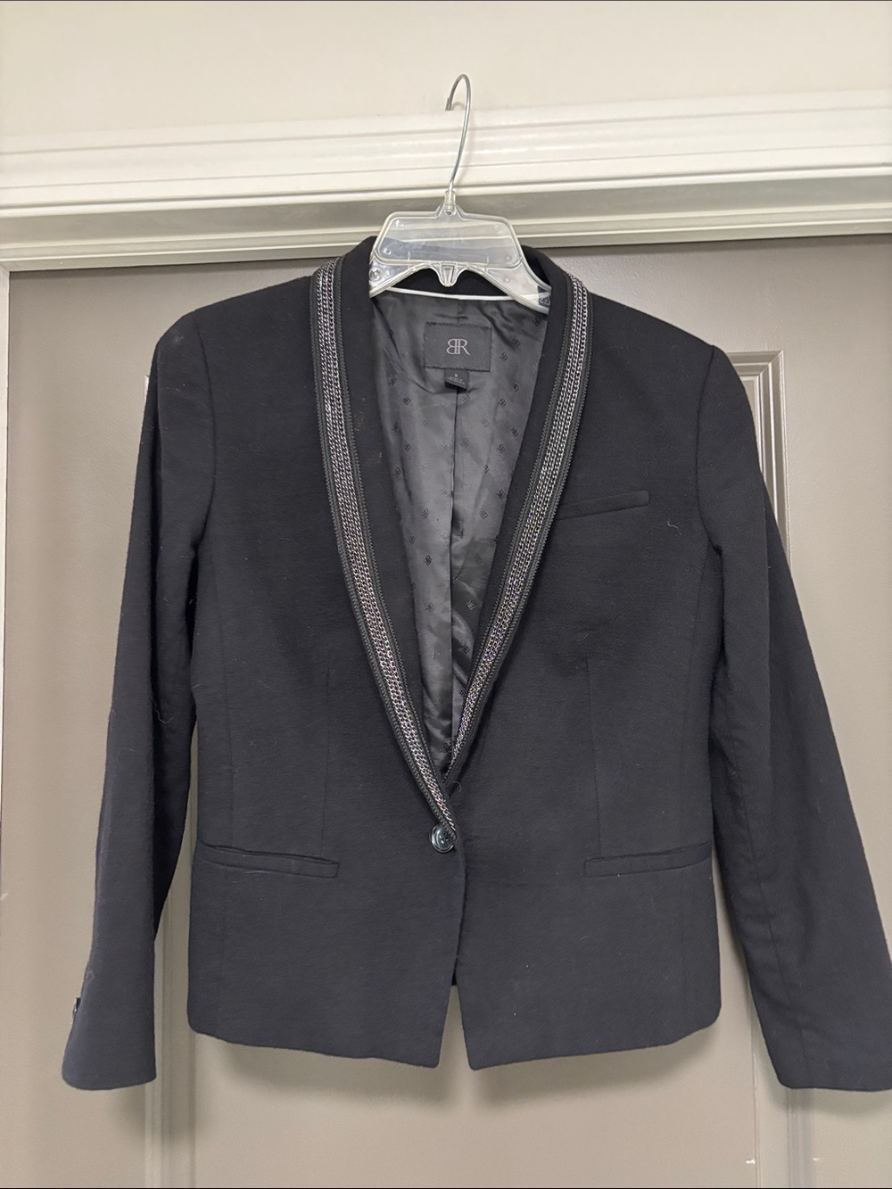 Banana Republic black blazer chain detail 8